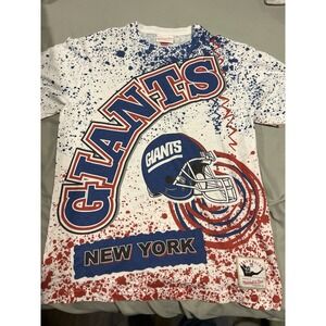 mitchell and ness Throwbacks‎ NY Giants Paint Spatter T Shirt Medium